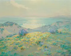 Wildflowers on the Coast by Frank Montague Moore, oil on Masonite, sold Feb 2023