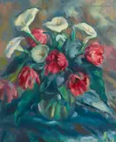 John Hubbard Rich, Still Life with Calla Lilies, oil on canvas