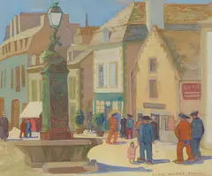 The Fountain by Elsie Palmer Payne, gouache on paper, sold Feb 2023