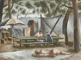 Fletcher Martin, Chess Game, gouache on paper