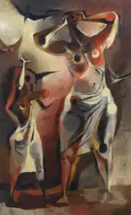 Paul Hull Julian, Two Women Attacked by Birds, oil on canvas