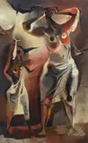Paul Hull Julian, Two Women Attacked by Birds, oil on canvas