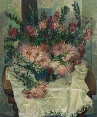 Chrysanthemums by Robert Aaron Frame, oil on canvas, sold Feb 2023