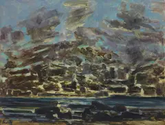 Coastal Scene by Roger Edward Kuntz, oil on canvas, sold Feb 2023