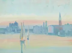 Venice Scene by Jane Peterson, gouache on paper, sold Feb 2023