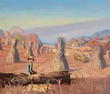 Roy Bryant Weimer, Harvest Scene, oil on canvas
