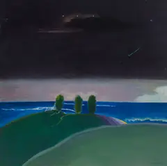 Arthur Okamura, When the Moon is Black, oil and wax on canvas