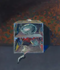 Arthur Okamura, Shell Box, oil and wax on canvas