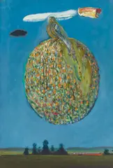 Bird Spaces by Arthur Okamura, oil on canvas, sold Feb 2023
