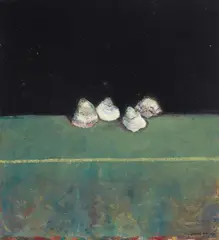 Sea Shells by Arthur Okamura, oil and wax on canvas, sold Feb 2023