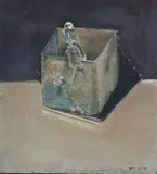 Arthur Okamura, Bird Box, oil on board