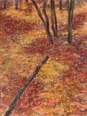 Fall Scene by Arthur Okamura, oil on canvas, sold Feb 2023