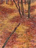 Arthur Okamura, Fall Scene, oil on canvas