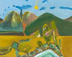 Yellow Moon by Arthur Okamura, oil on canvas, sold Feb 2023