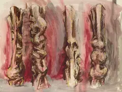 Roger L. Majorowicz, Untitled (Four Figures), watercolor and pastel on paper