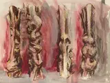 Roger L. Majorowicz, Untitled (Four Figures), watercolor and pastel on paper