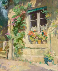 (Frederic) Stéphane Leroy, A Sunlit Cottage, oil on canvas