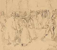 R.A. Augustus Edwin John O.M., Meeting in the Park, circa 1890, ink on paper