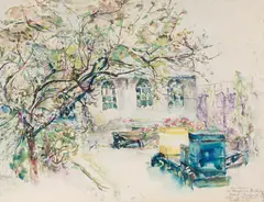Joseph Raphael, Beehives in Mr. Beaufort von Valkenberg's Garden, Oegstgeest (Netherlands), watercolor and pencil on paper