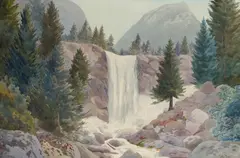 John William Theiss, Vernal Falls (Yosemite Valley), watercolor on paper
