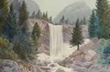 John William Theiss, Vernal Falls (Yosemite Valley), watercolor on paper