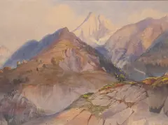 Antoine Claveau, Mountainous View, watercolor on paper
