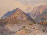 Antoine Claveau, Mountainous View, watercolor on paper