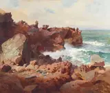 Bror Anders Wikström, Rocky Coast, oil on canvas