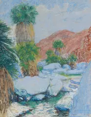 William Alexander Griffith, Palms in Indian Canyon, pastel on linen