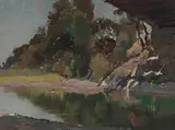 Richard Langtry Partington, Boulder Creek (Santa Cruz Mountains, California), oil on canvas laid to board