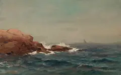 Mauritz de Haas, Seascape With Boats in the Distance, oil on canvas