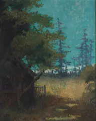 John Frederick Serex, Cabin Shaded by a Tree, oil on canvas