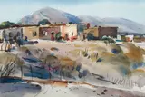 Maurice Logan, Tubutama, Sonora Mexican Landscape, watercolor on paper