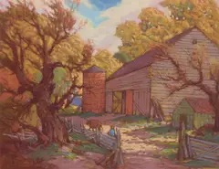 Raymond Nott, Country Farm, pastel on paperboard