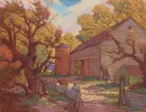 Raymond Nott, Country Farm, pastel on paperboard