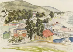 Molly Luce, Downtown Laguna Beach, watercolor and pencil on paper