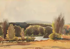 Paul Lauritz, Landscape, watercolor and pencil on paper