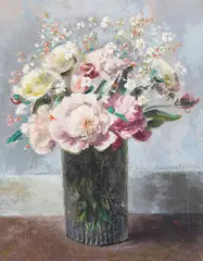 Eugene Speicher, Peonies and Gypsophila, oil on canvas