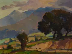 Orrin A. White, California Landscape, oil on canvas laid to board