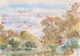 Clarence K. Hinkle, View of the Pier (Santa Barbara), watercolor on paper