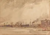 Frank Tolles Chamberlin, Near San Pedro, watercolor, ink, and pencil on laid paper