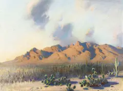 John Young Hunter, Santa Catalina Mountains, oil on canvasboard