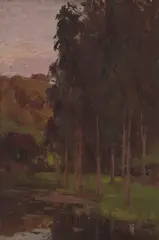Giuseppe Cadenasso, Trees by a Lake, oil on canvas laid to board