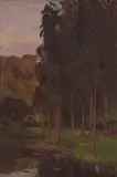 Giuseppe Cadenasso, Trees by a Lake, oil on canvas laid to board