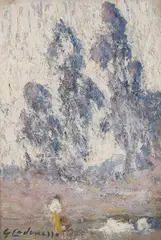 Giuseppe Cadenasso, Impressionistic Landscape, oil on canvas laid to board