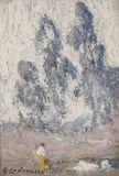 Giuseppe Cadenasso, Impressionistic Landscape, oil on canvas laid to board