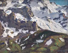 Paul Dougherty, Snow Capped Mountains (possibly Scheidegg, Germany), oil on panel