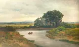 Carl von Perbandt, Scene on the Russian River Near Healdsburg, oil on canvas