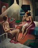 Fred Gardner, Hotel Room, The Red Veil, and The Couple (a group of three), first oil on canvas, second and third gouache on paper