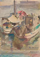 Ben Messick, Study of Two Boats, watercolor and pencil on paper